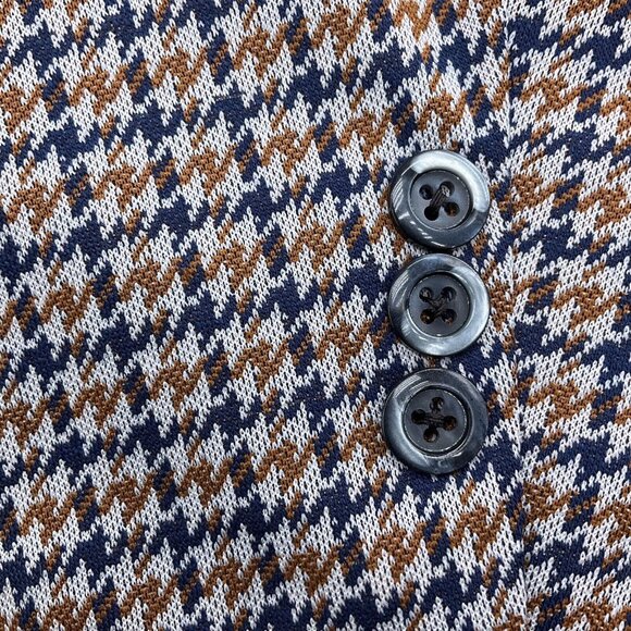 Ugo‎ Pucci Blazer Men 40 Gray Blue Brown Houndstooth Belt Union USA 70s VTG - Picture 4 of 13